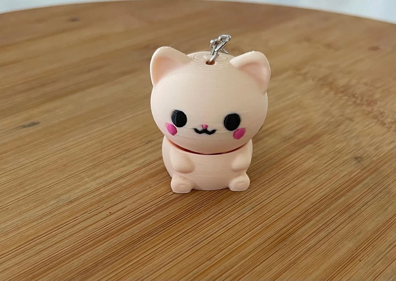 Pembe yanaklı açık renk kedi anahtarlık